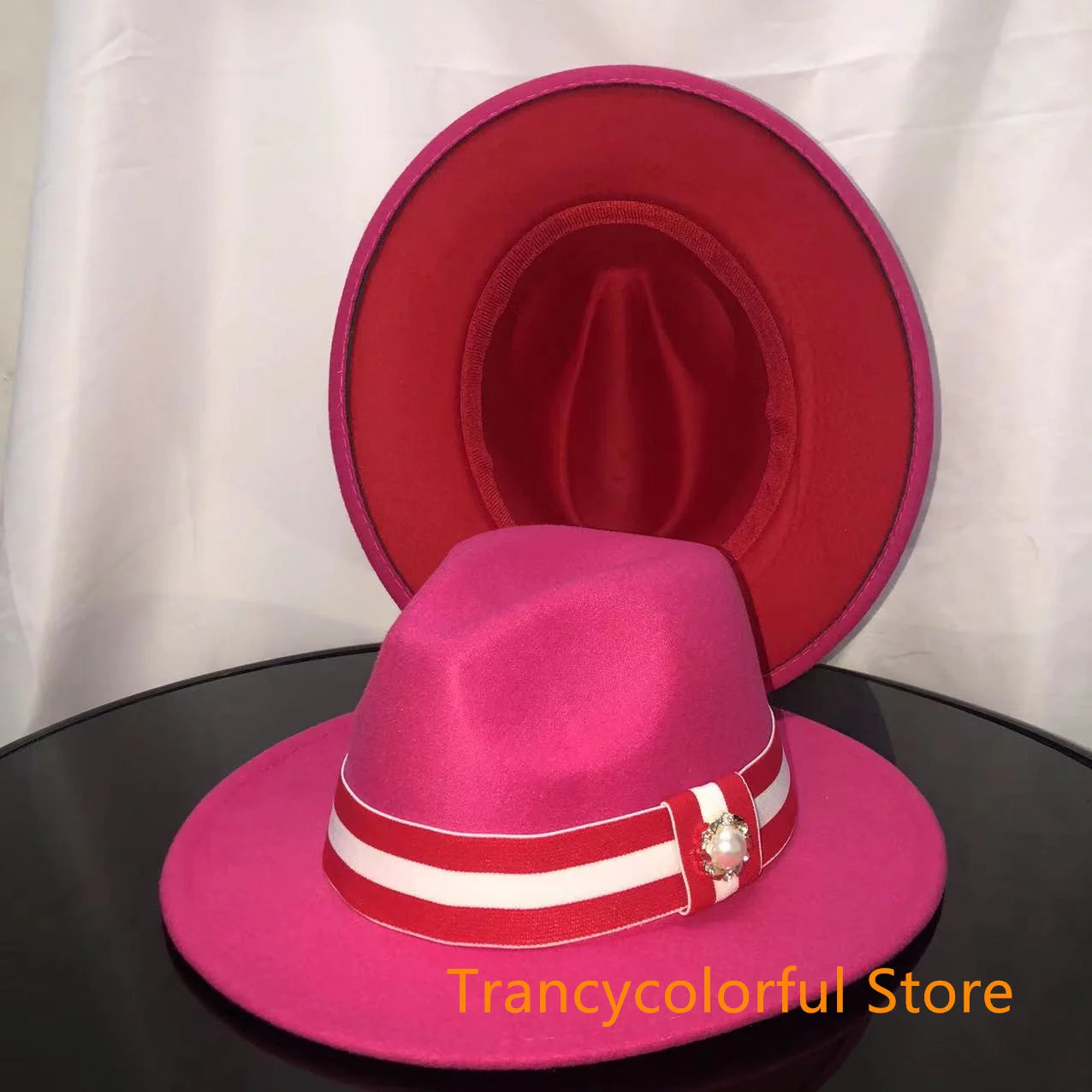 Fedora hat men and women jazz hat stretch ribbon accessories white top hat church men's winter