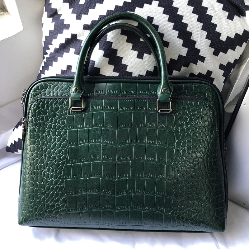 Oyixinger 2024 Women's Bag Professional Business Women Shoulder Bag Leather Briefcase For 14-inch Laptops Fashion Solid Handbags