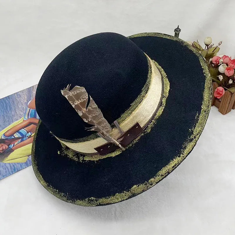 wool Derby Hat men hat male fedora with knot felt hat for summer jazz disco hat for men black fedora hat small brim hat