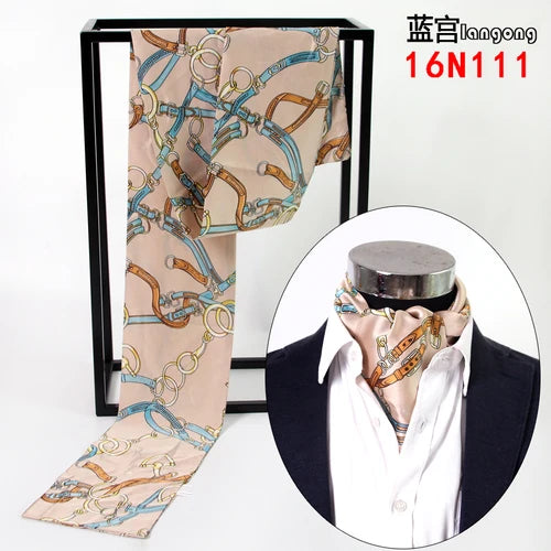 Business Scarf Hangzhou Silk Men's Scarf Long Scarf Double-Sided Trendy British European American Style Autumn Winter