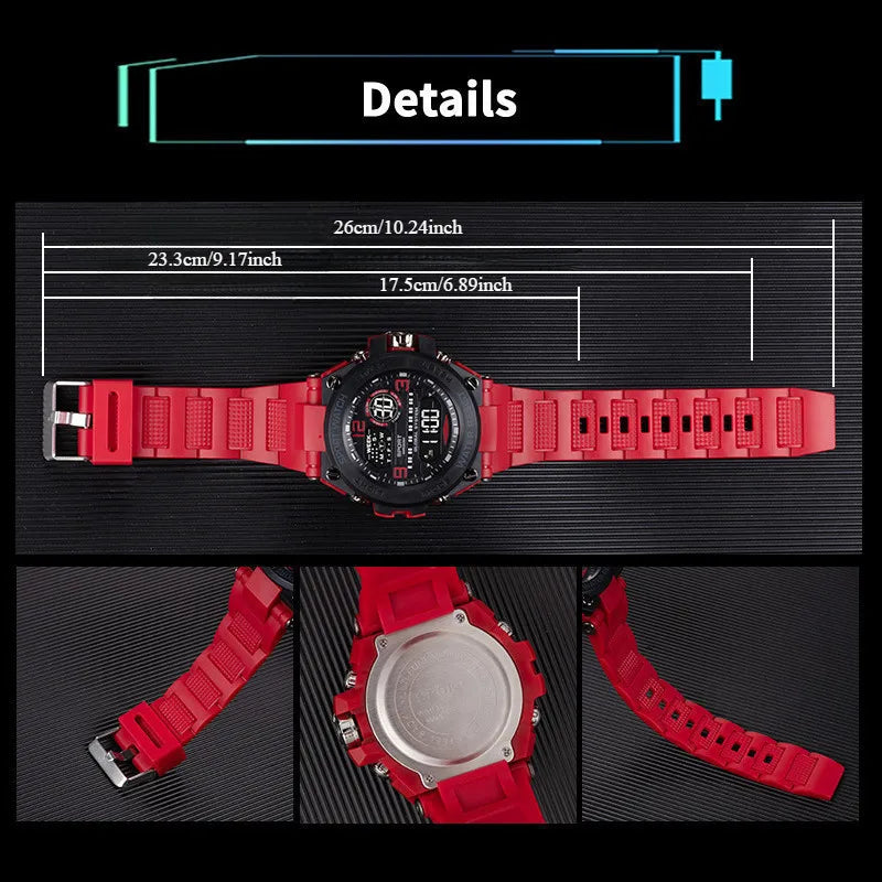 Men's Waterproof Sports Watch Multifunction Electronic Watches Anti Drop and Shock-absorbing Wristwatches