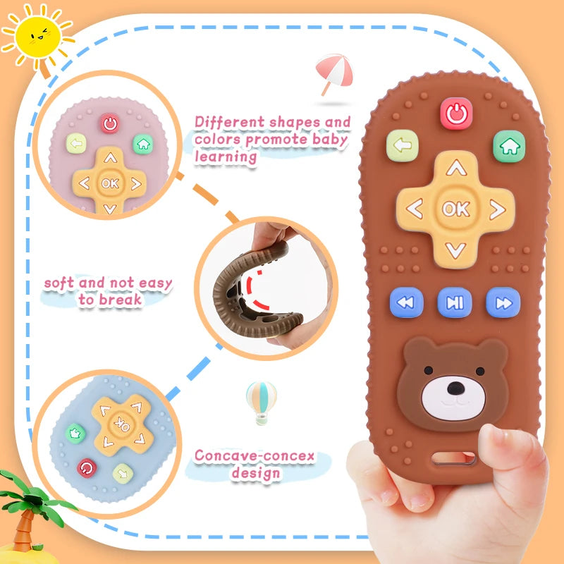 TYRY.HU 1Pc Baby Silicone Teether Toys Remote Control Shape Teether Rodent Gum Pain Relief Teething Toy Kids Sensory Educational