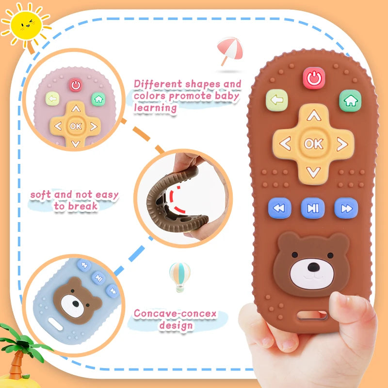 TYRY.HU 1Pc Baby Silicone Teether Toys Remote Control Shape Teether Rodent Gum Pain Relief Teething Toy Kids Sensory Educational