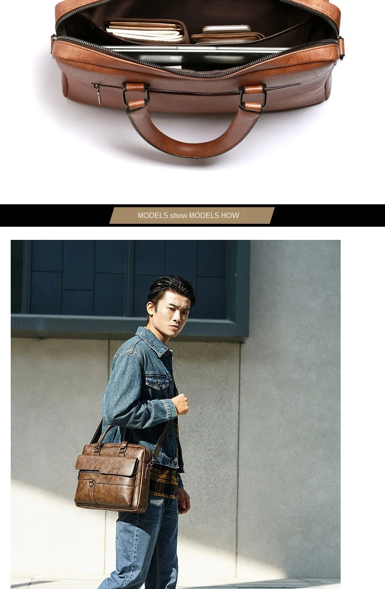 Men Briefcase Bag High Quality Business Famous Brand PU Leather Shoulder Messenger Bags Office Handbag 14 inch Laptop bag