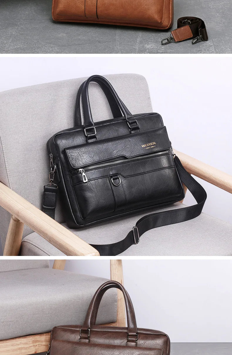 Men Briefcase Bag High Quality Business Famous Brand PU Leather Shoulder Messenger Bags Office Handbag 14 inch Laptop bag