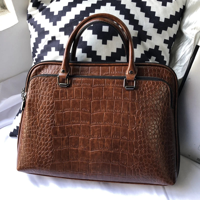 Oyixinger 2024 Women's Bag Professional Business Women Shoulder Bag Leather Briefcase For 14-inch Laptops Fashion Solid Handbags