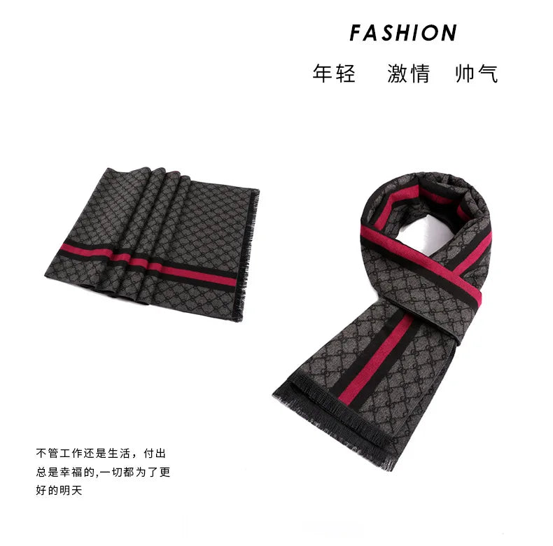 2024 Luxury Brand Designer Scarf Men High Quality Cashmere Business Scarves Winter Warm Shawl Vintage Silk Scarves Gifts