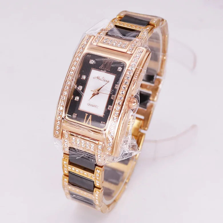 SALE!!! Discount Melissa Crystal Rhinestones Lady Women's Watch Japan Mov't Fashion Hours Ceramic Bracelet Girl's Gift Box