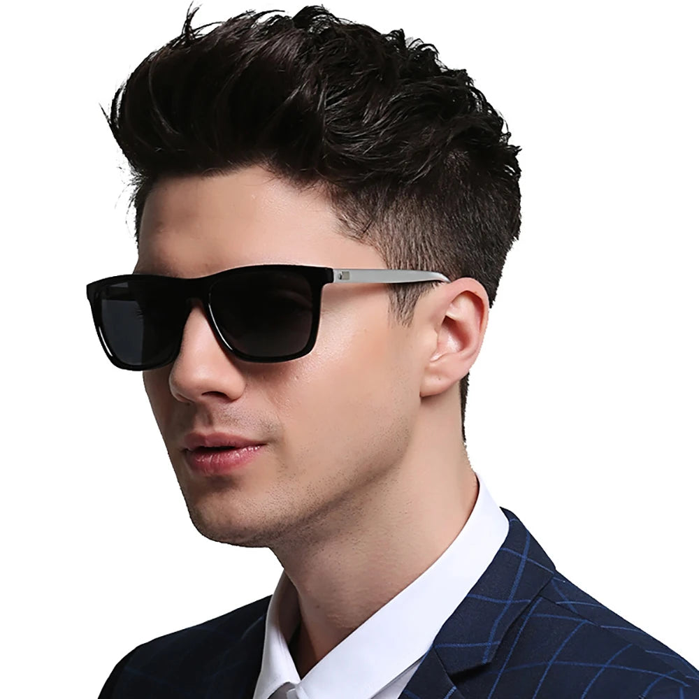 Color Change Grey Frame Photochromic Polarized Sunglasses Men Square Classic Chameleon Glaases Transition Lens Eyewear