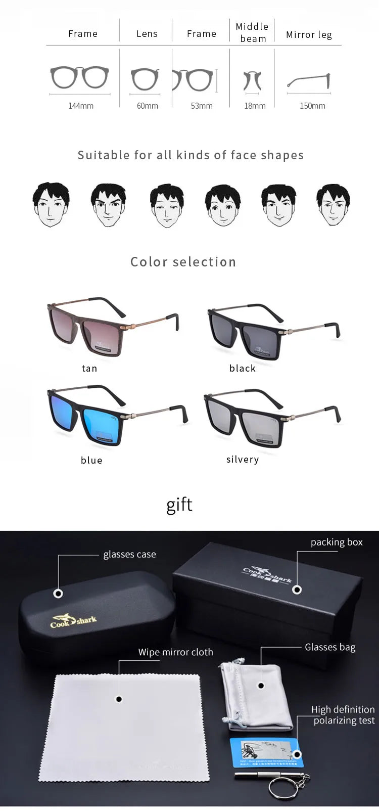 Cookshark sunglasses men polarized net red sunglasses women personality tide driving glasses