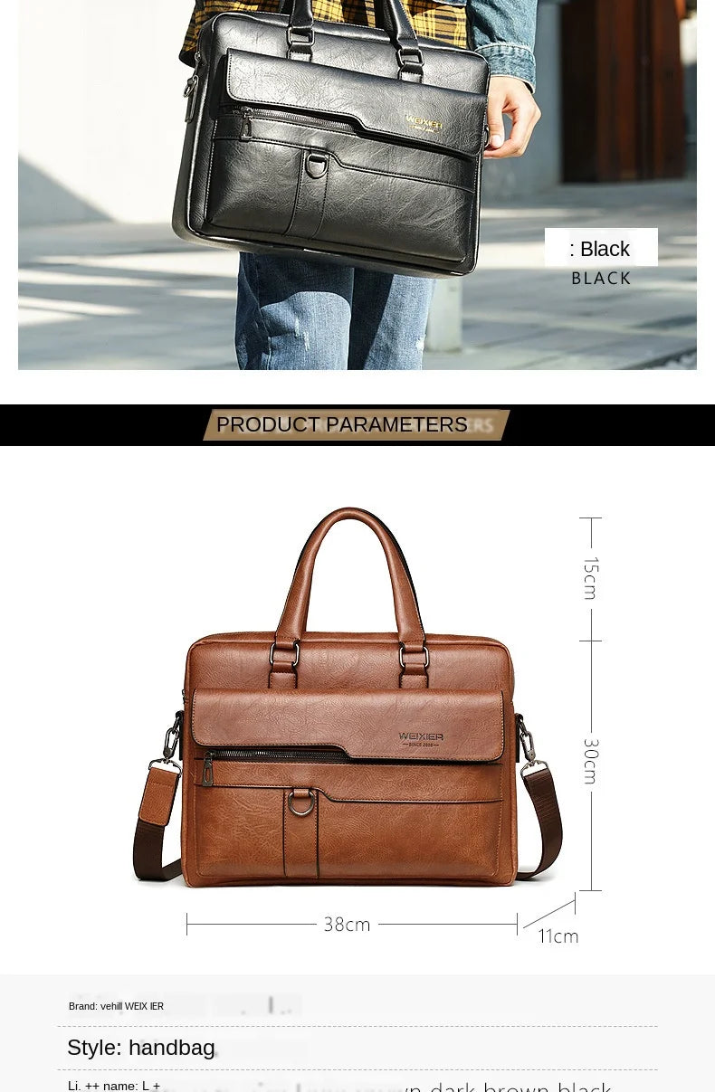 Men Briefcase Bag High Quality Business Famous Brand PU Leather Shoulder Messenger Bags Office Handbag 14 inch Laptop bag