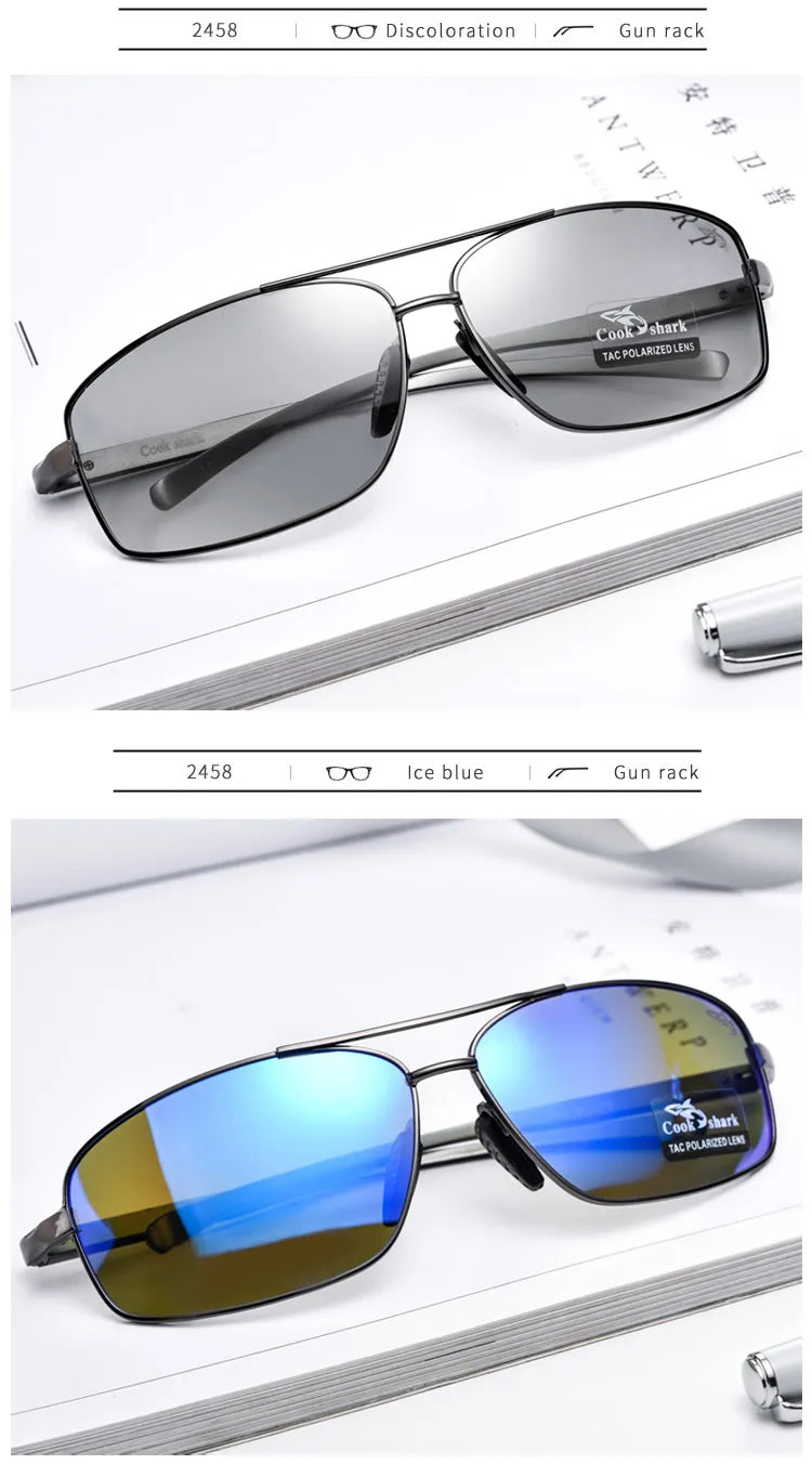 Cook Shark New Color Changer Sunglasses Men's Sunglasses Tidal Polarization Driver's Mirror Driving Night Vision Glasses