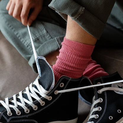 CHAOZHU Japanese Double Needles Cotton Knitting Rib Thin Business Cotton Long Men's Socks Stretch Casual Daily Basic Brand Socks