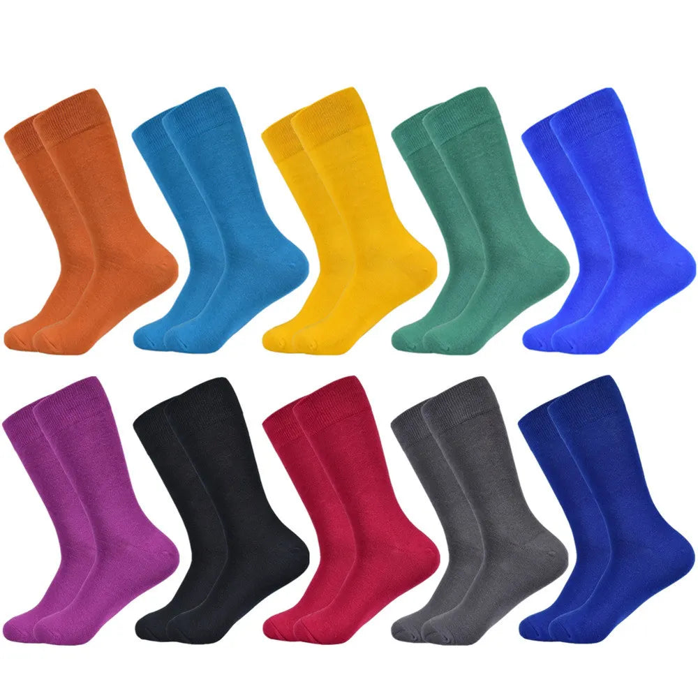 5/10 Pairs Men's Socks Cotton Breathable and Sweatproof Multicolor Four Seasons High Quality Black Dress Men's Crew Socks