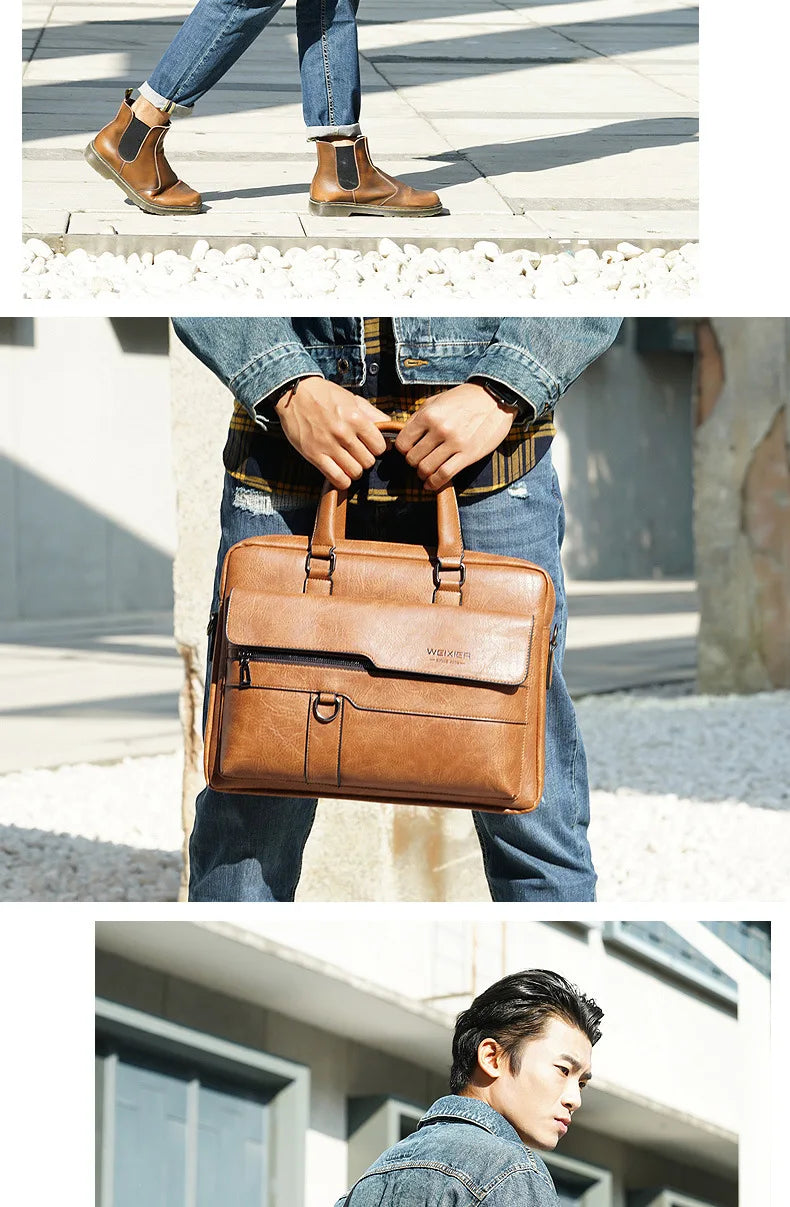 Men Briefcase Bag High Quality Business Famous Brand PU Leather Shoulder Messenger Bags Office Handbag 14 inch Laptop bag