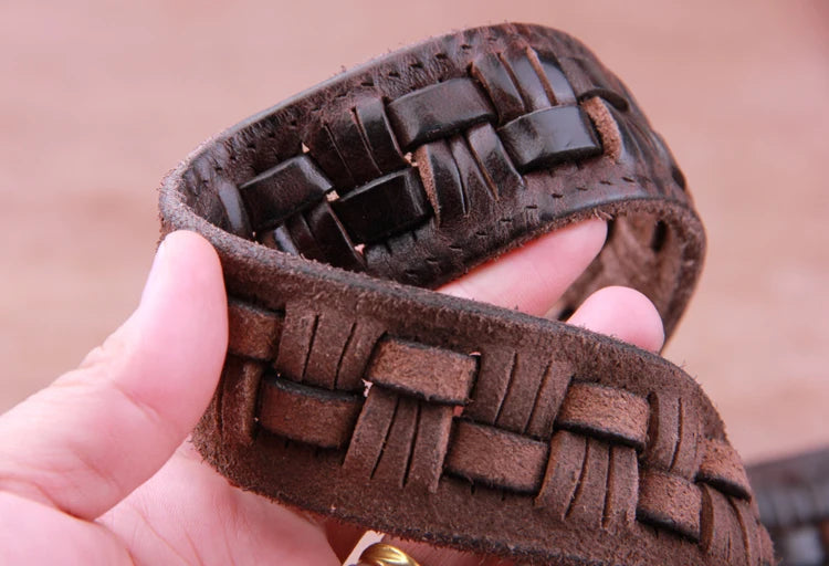Vintage Luxury Handmade Leather Weave Copper Buckle Men's Belt Cowhide Retro All-match Casual Jeans Soft Belt