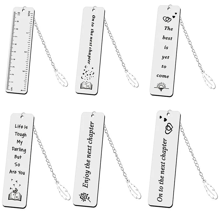 Stainless Steel Metal Leaf Pendant Bookmark Student Teacher Engraved Gift Reading Bookmark School Supplies Teacher's Day Gift