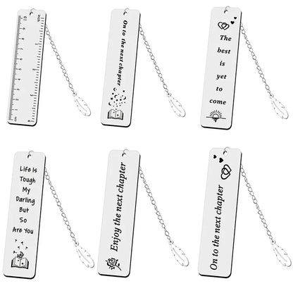 Stainless Steel Metal Leaf Pendant Bookmark Student Teacher Engraved Gift Reading Bookmark School Supplies Teacher's Day Gift