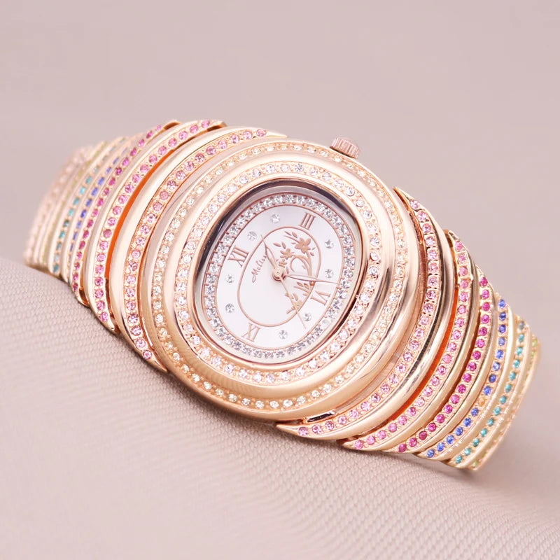 SALE!!! Discount Melissa Ceramic Crystal Rotating Rose Camellia Flower Women's Watch Fashion Luxury Girl Birthday Gift