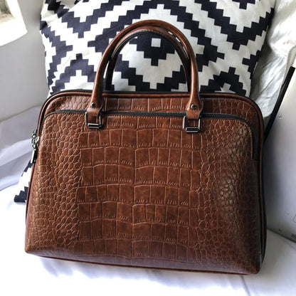 Oyixinger 2024 Women's Bag Professional Business Women Shoulder Bag Leather Briefcase For 14-inch Laptops Fashion Solid Handbags
