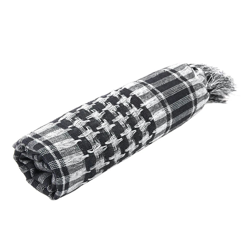 Winter Scarf Plaid Hijab Bandana Hiking Scarves Arab Tactical Elegant Womens Shawl Shemagh Light Tassel For Men 100X100cm