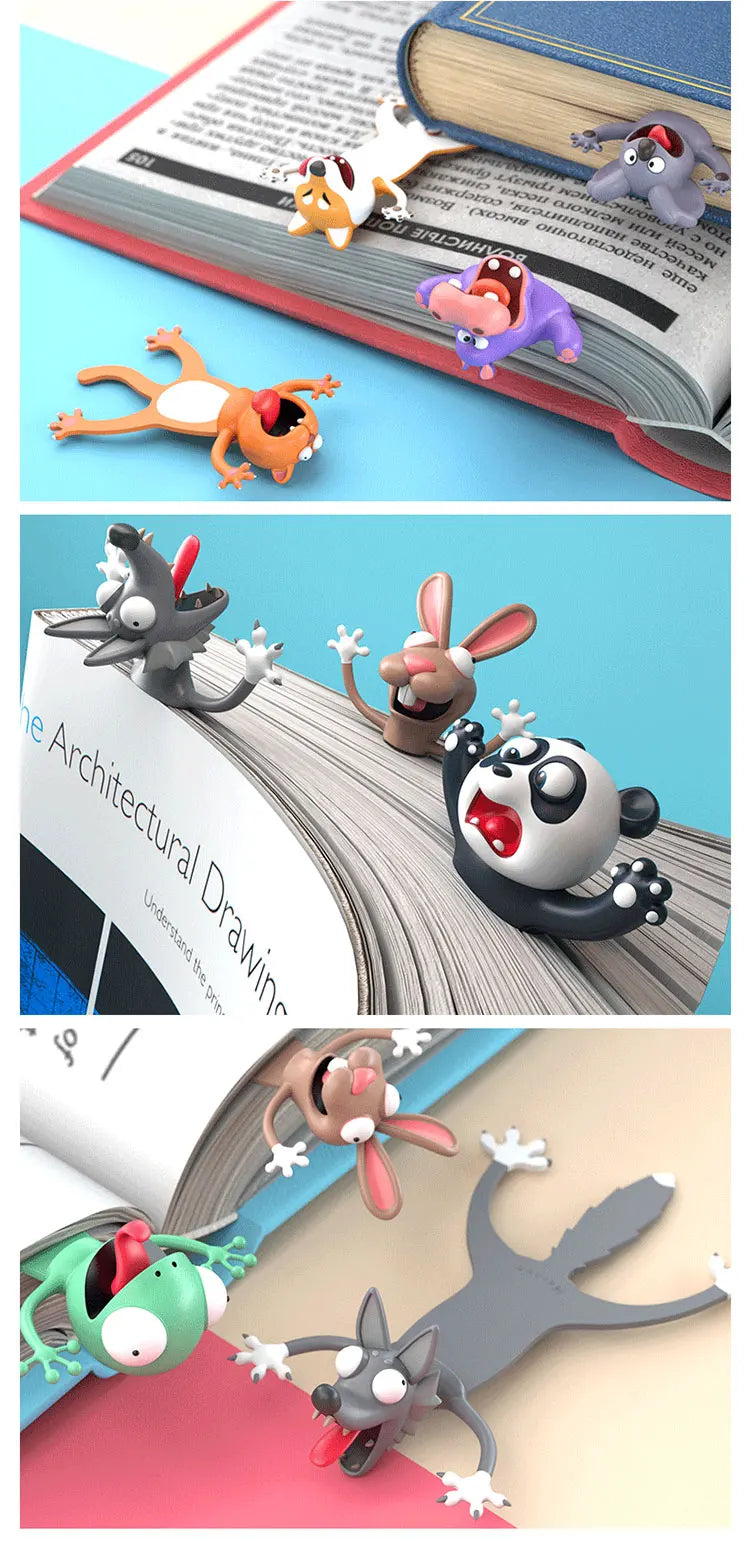 3D Stereo Cartoon Marker Animal Bookmarks Original Cute Cat PVC Material Funny Student School Stationery Children Gift Bookmark