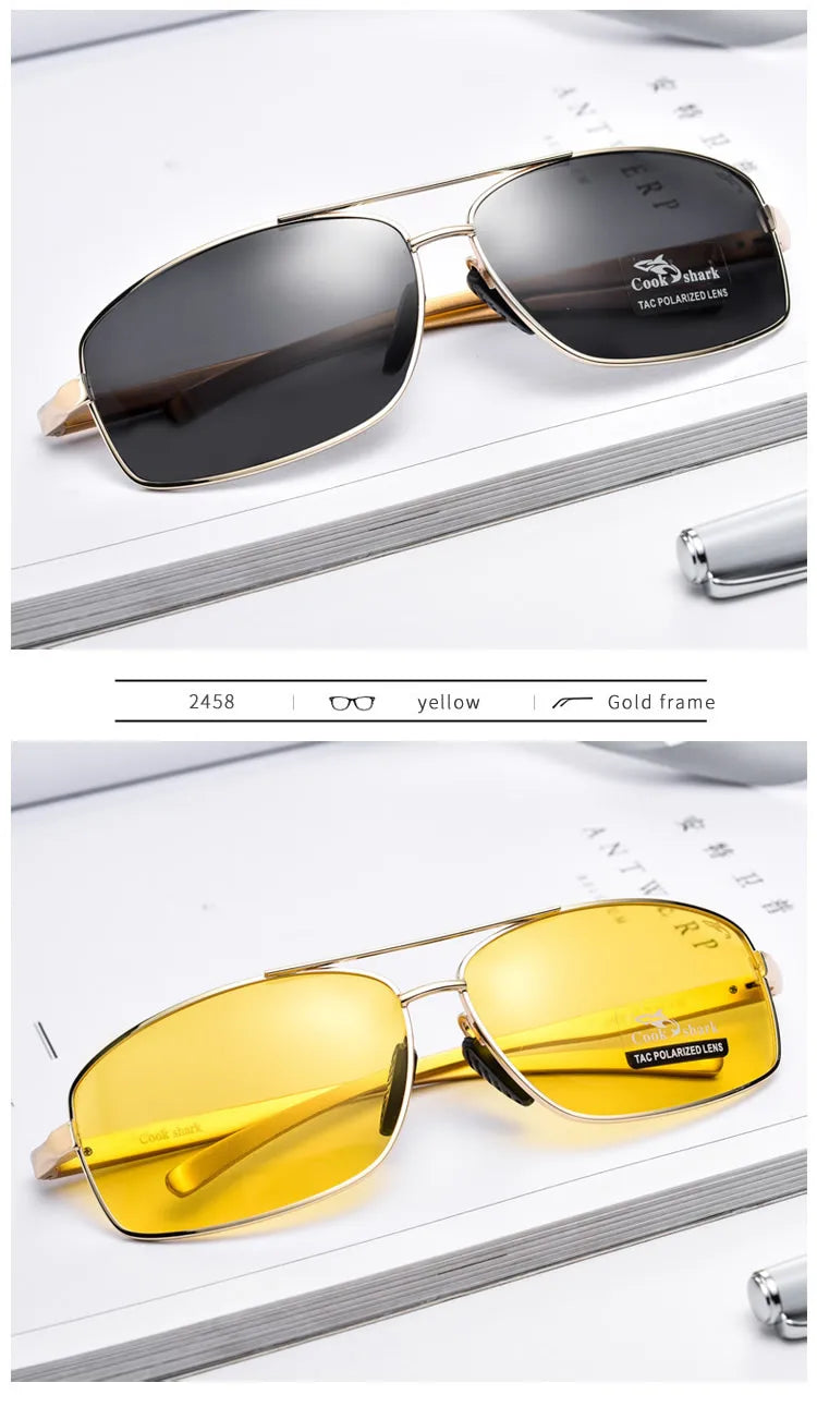 Cook Shark New Color Changer Sunglasses Men's Sunglasses Tidal Polarization Driver's Mirror Driving Night Vision Glasses