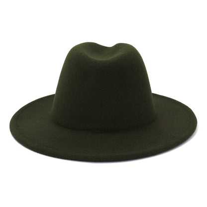QBHAT Olive Green with Tan Bottom Patchwork Two Tone Color Wool Felt Jazz Fedora Hats Women Men Party Festival Formal Hat