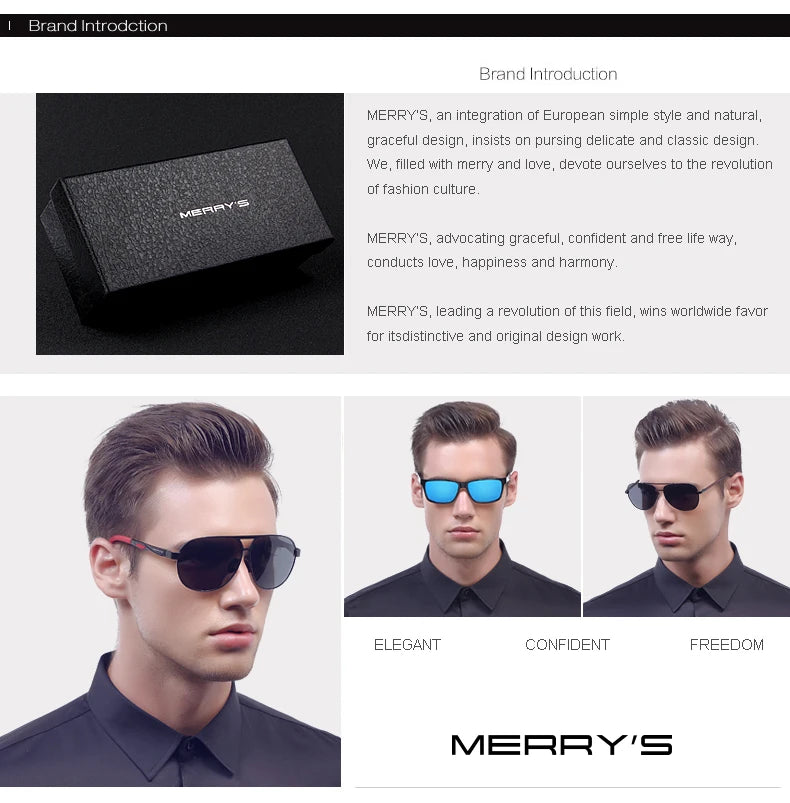 MERRYS Men Polarized Sunglasses Classic Men Retro Rivet Shades Brand Designer Sun glasses UV400 S683