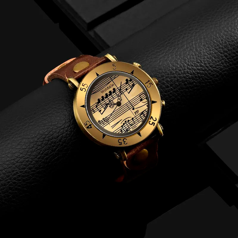 Womage brand women watches music style fashion women's watches leather ladies watch clock bayan kol saati mujer relogio feminino