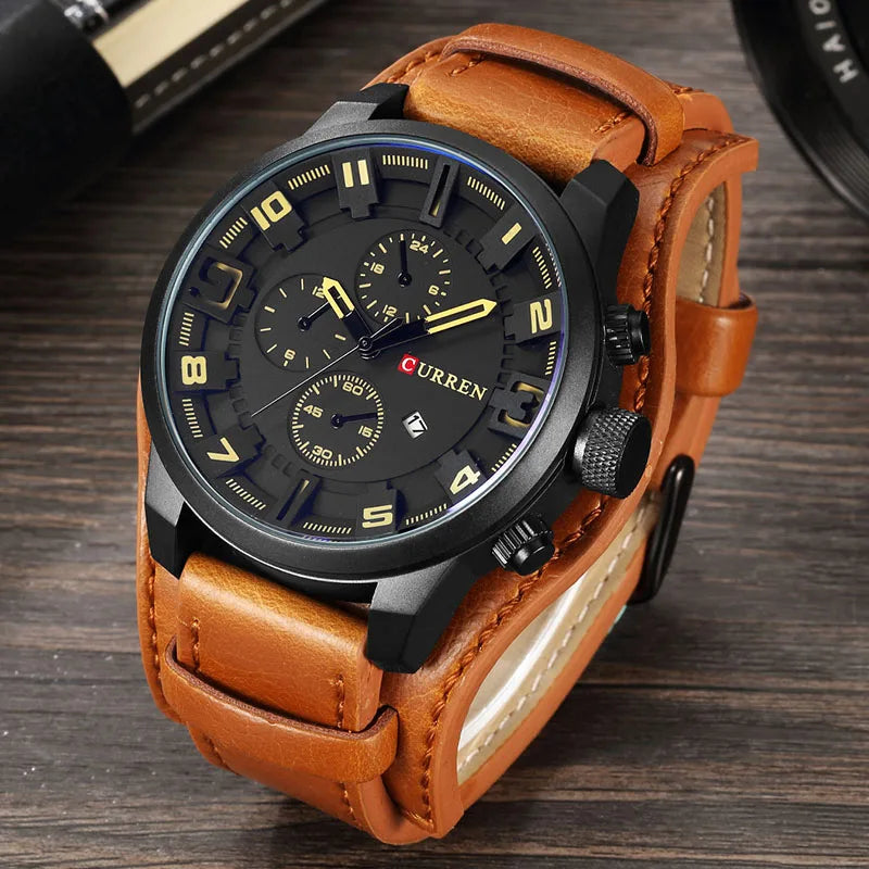 New Watches CURREN Luxury Brand Men Watch Leather Strap Fashion Quartz-Watch Casual Sports Wristwatch Date Clock Relojes 8225