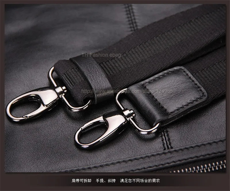 Luxury Men Genuine Leather Briefcase Business bag Leather Laptop Bag 15.6"inch Office Bag Briefcase male portfolio men Black