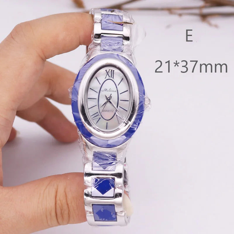 SALE!!! Discount Melissa Crystal Rhinestones Lady Women's Watch Japan Mov't Fashion Hours Ceramic Bracelet Girl's Gift Box