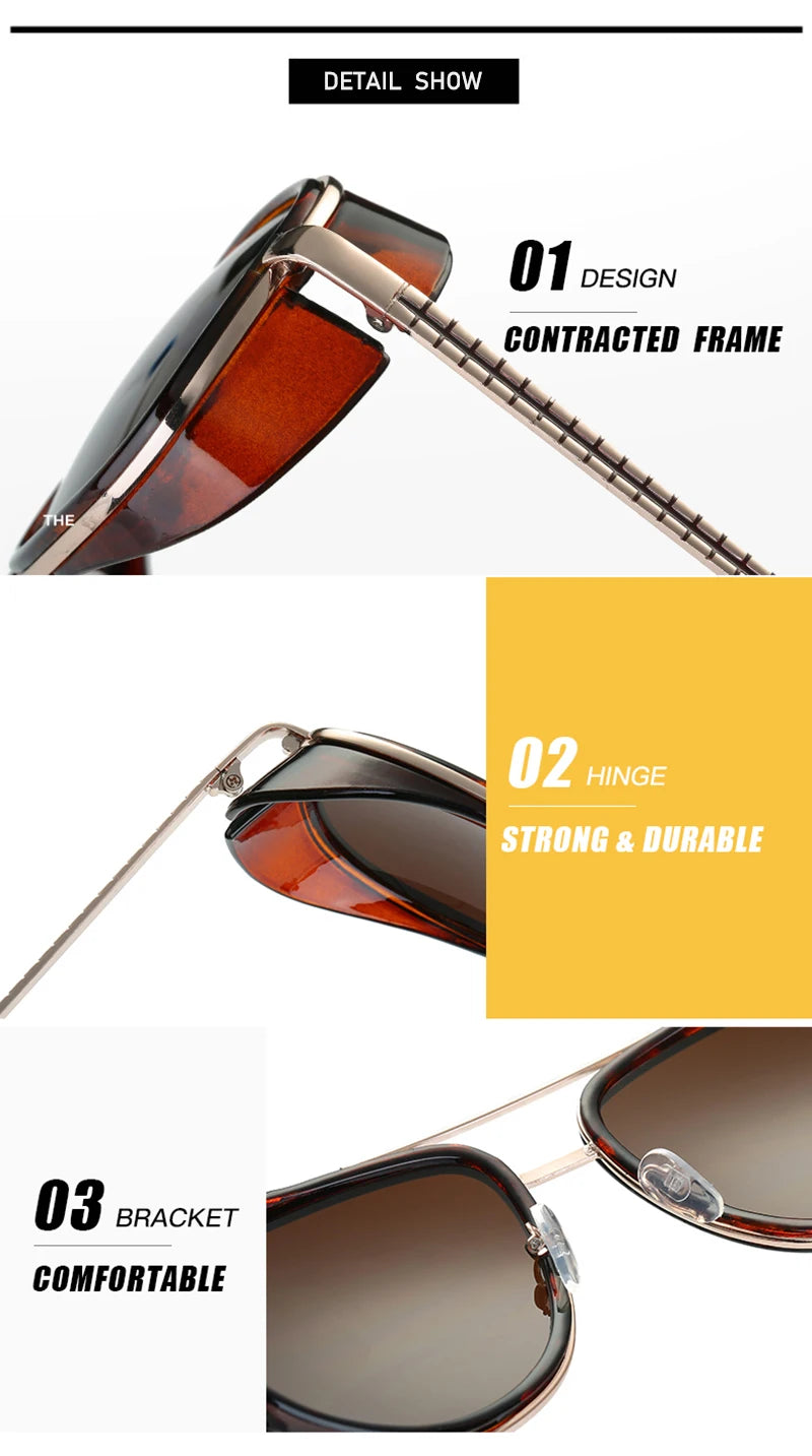 2019 Iron Man 3 Tony Stark Sunglasses Male Vintage Steampunk Oculos De Sol sun glasses for men