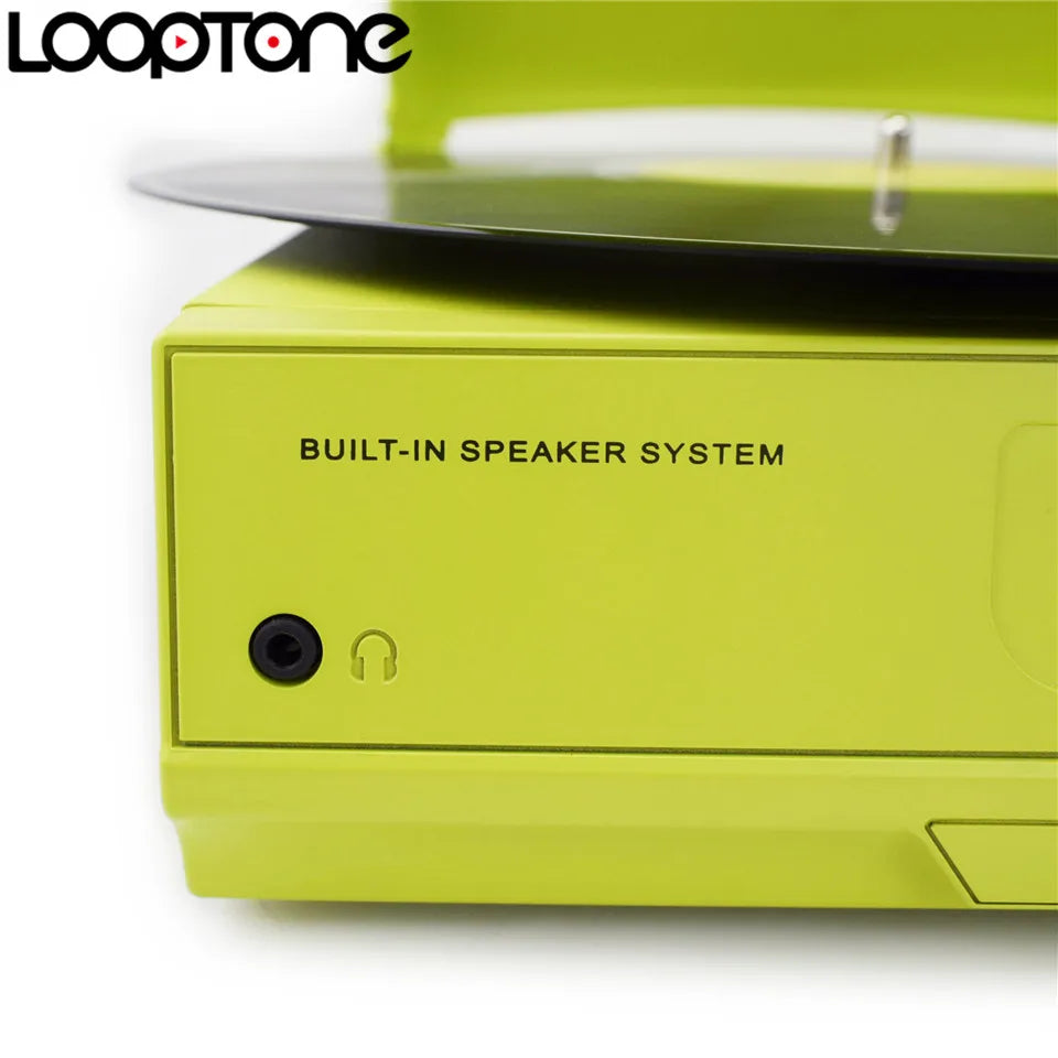 LoopTone 33/45/78 RPM Bluetooth Vinyl LP Record Player Turntable Built-in Speaker Headphone Jack&RCA Line-out AC110~130&220~240V