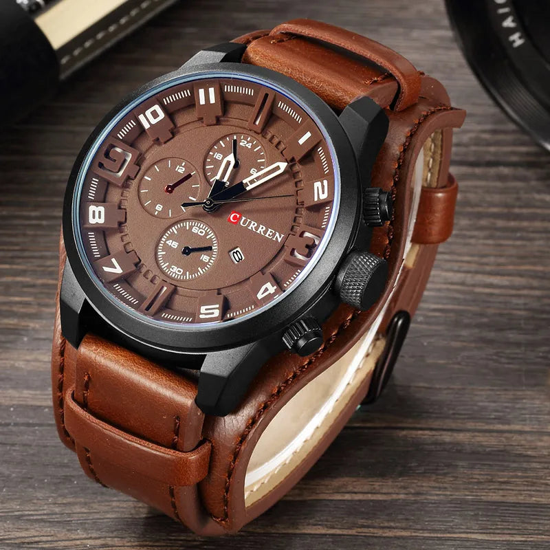 New Watches CURREN Luxury Brand Men Watch Leather Strap Fashion Quartz-Watch Casual Sports Wristwatch Date Clock Relojes 8225