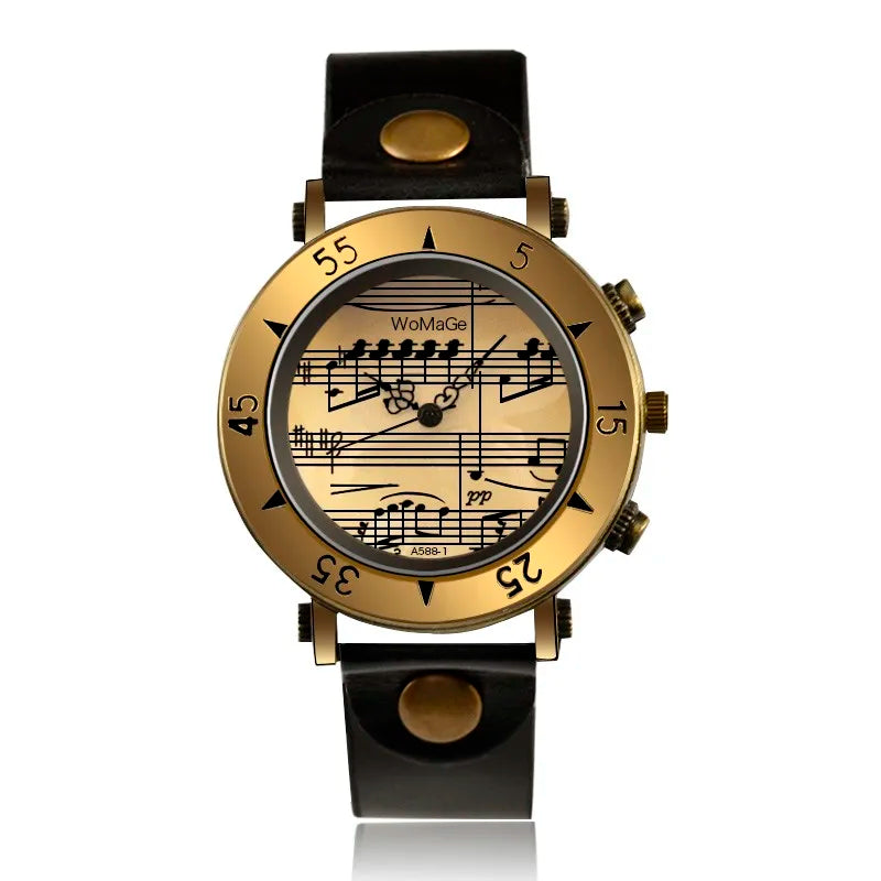 Womage brand women watches music style fashion women's watches leather ladies watch clock bayan kol saati mujer relogio feminino