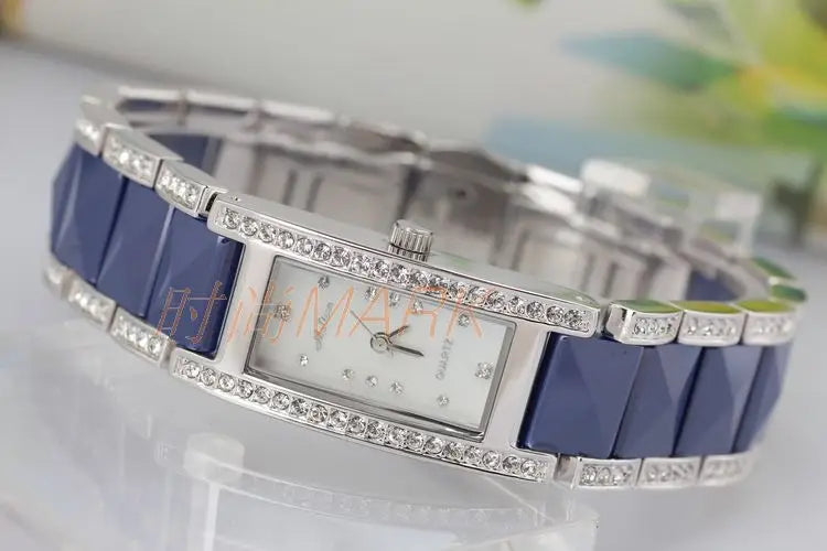 SALE!!! Discount Melissa Crystal Rhinestones Lady Women's Watch Japan Mov't Fashion Hours Ceramic Bracelet Girl's Gift Box