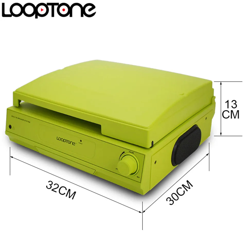 LoopTone 33/45/78 RPM Bluetooth Vinyl LP Record Player Turntable Built-in Speaker Headphone Jack&RCA Line-out AC110~130&220~240V