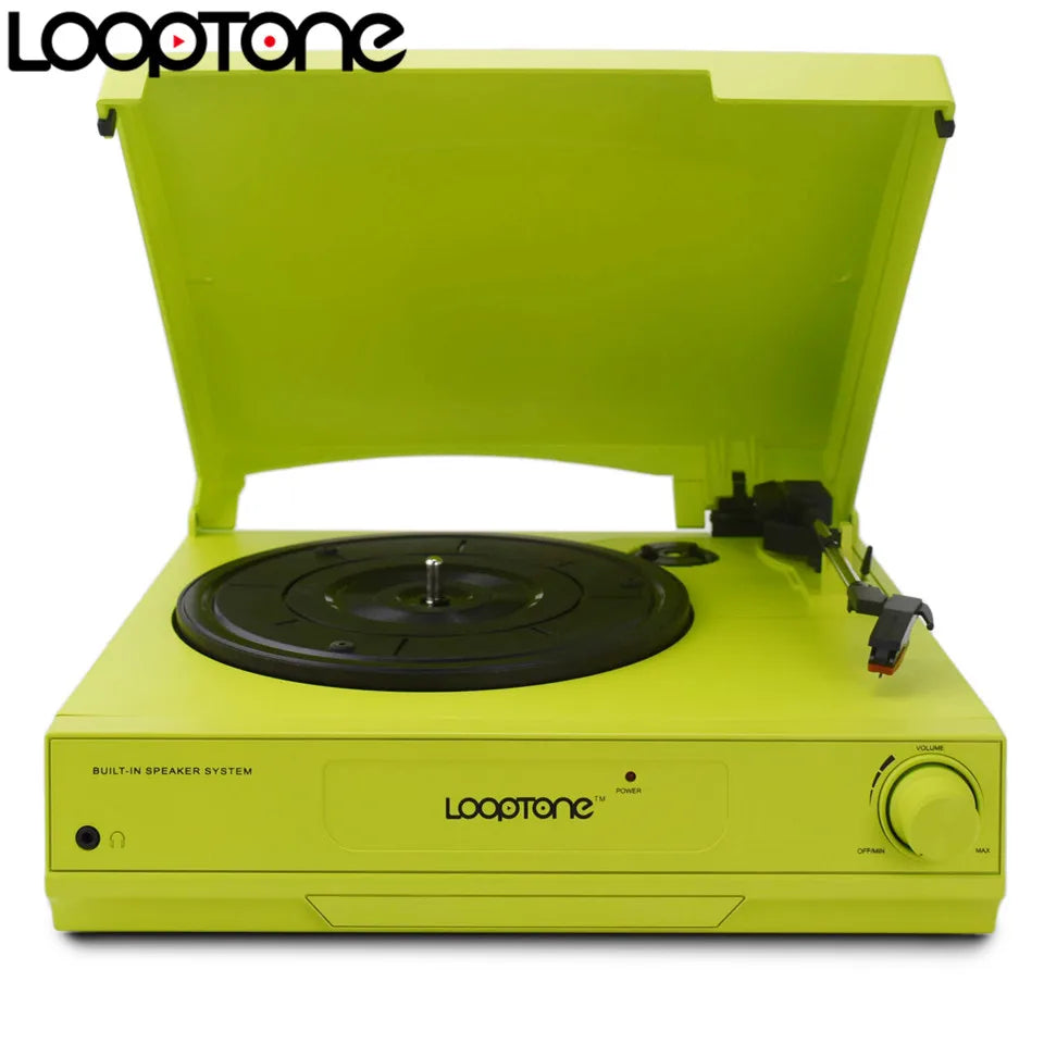 LoopTone 33/45/78 RPM Bluetooth Vinyl LP Record Player Turntable Built-in Speaker Headphone Jack&RCA Line-out AC110~130&220~240V