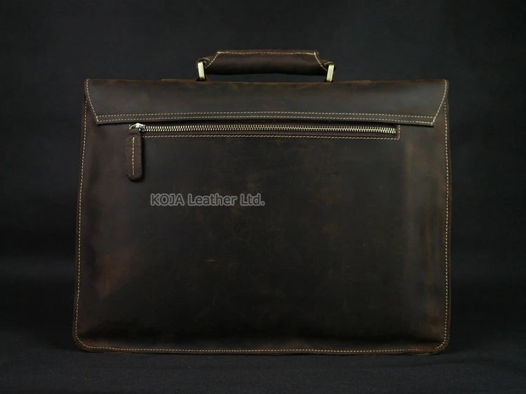 Vintage Crazy Horse Genuine Leather Men Briefcase 15" Laptop Bag Work Business Bag Shoulder Messenger Bag Male Tote Handbag