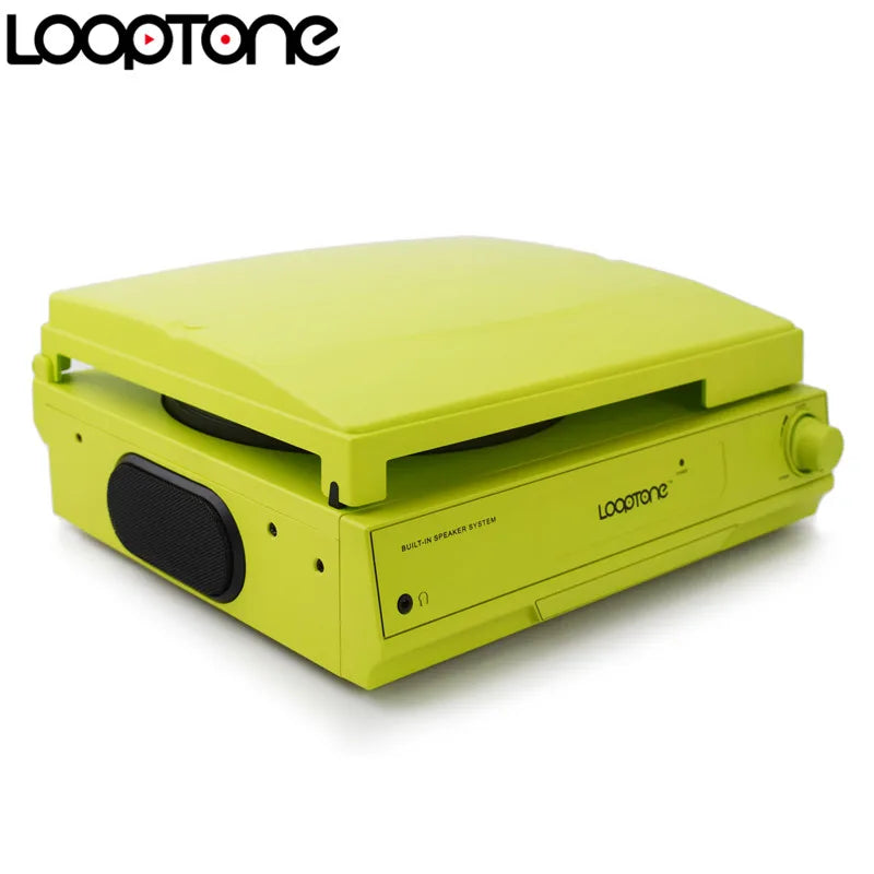 LoopTone 33/45/78 RPM Bluetooth Vinyl LP Record Player Turntable Built-in Speaker Headphone Jack&RCA Line-out AC110~130&220~240V