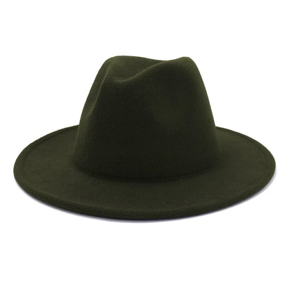QBHAT Olive Green with Tan Bottom Patchwork Two Tone Color Wool Felt Jazz Fedora Hats Women Men Party Festival Formal Hat