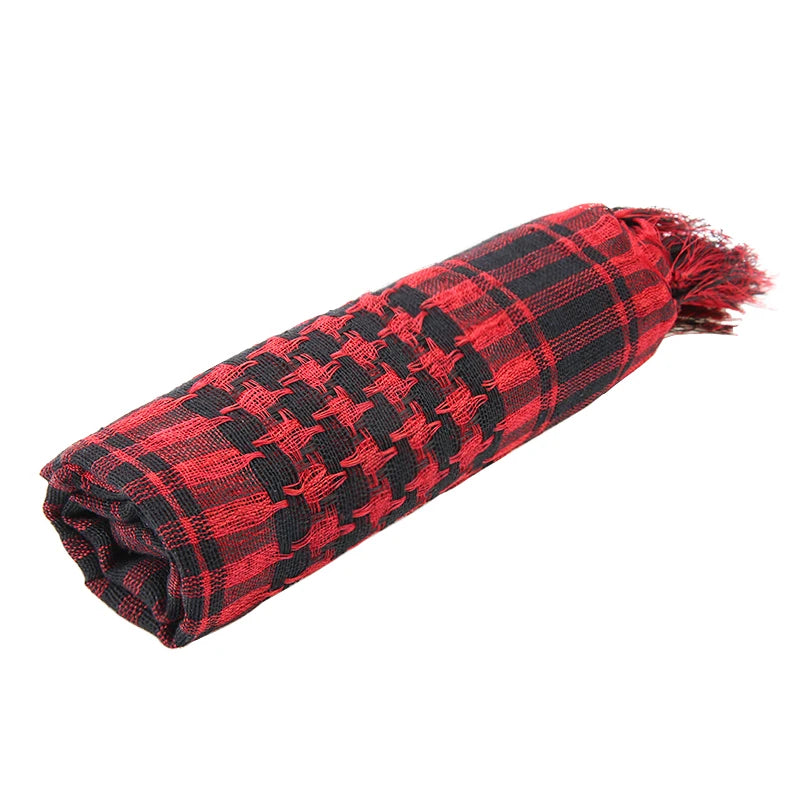 Winter Scarf Plaid Hijab Bandana Hiking Scarves Arab Tactical Elegant Womens Shawl Shemagh Light Tassel For Men 100X100cm