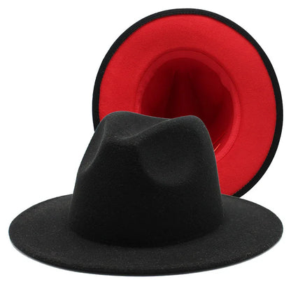 QBHAT Olive Green with Tan Bottom Patchwork Two Tone Color Wool Felt Jazz Fedora Hats Women Men Party Festival Formal Hat