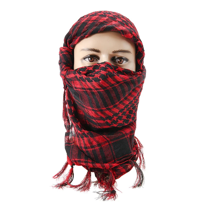 Winter Scarf Plaid Hijab Bandana Hiking Scarves Arab Tactical Elegant Womens Shawl Shemagh Light Tassel For Men 100X100cm