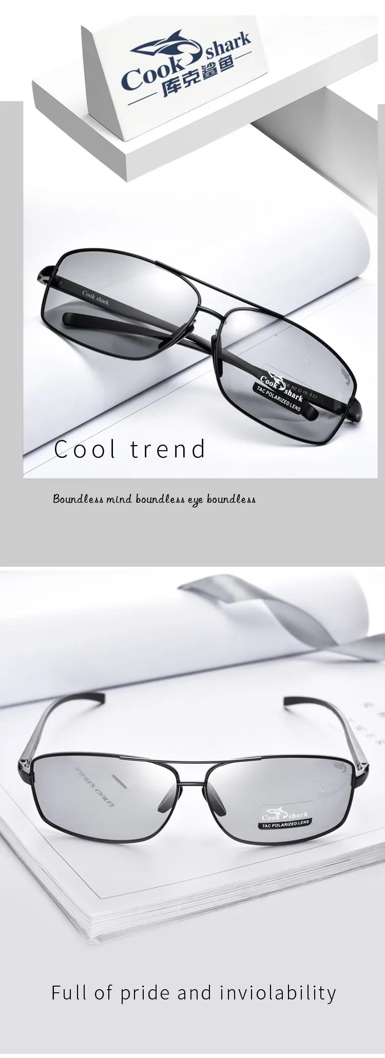 Cook Shark New Color Changer Sunglasses Men's Sunglasses Tidal Polarization Driver's Mirror Driving Night Vision Glasses