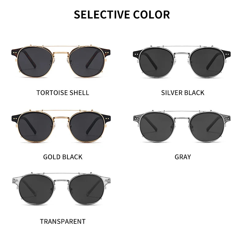 GCV Double Layer Removable Lens Sunglasses The Blu-Ray Glasses Acetate Gothic Retro Steampunk Polarized Men Women Sunglesses