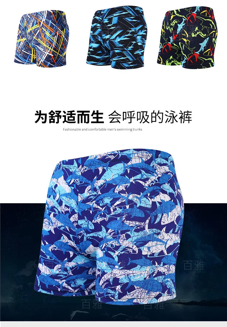 Men Elastic Swimming Trunk Swimwear Beach Swim Sport Short Briefs Surfing Summer Boxer Shorts Bathing