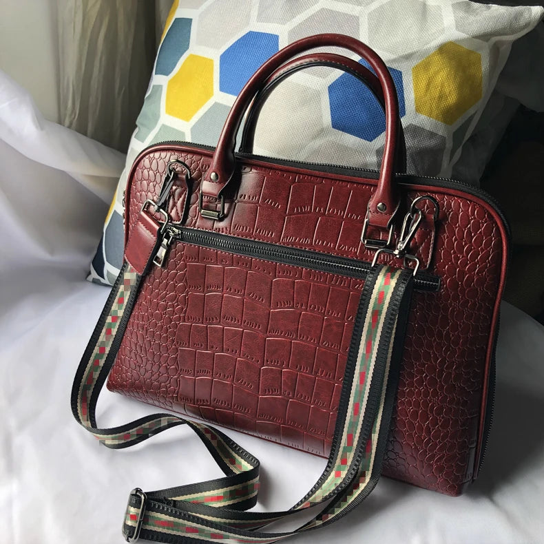 Oyixinger 2024 Women's Bag Professional Business Women Shoulder Bag Leather Briefcase For 14-inch Laptops Fashion Solid Handbags